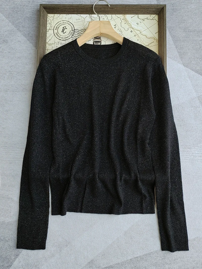 Базовая легкая шерстяная вязаная блузка с длинным рукавом