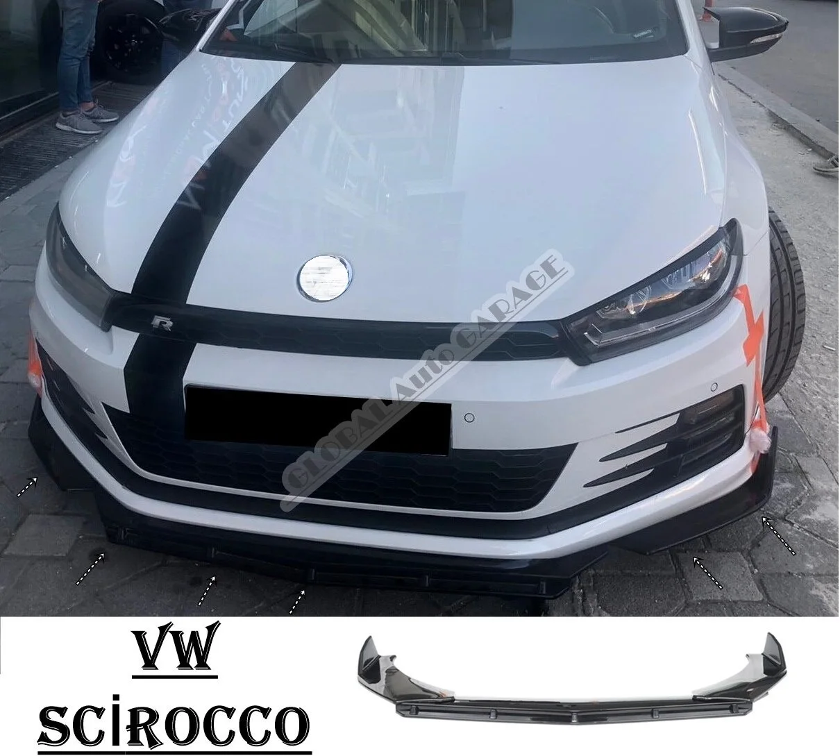 

For VOLKSWAGEN SCIROCCO Front Bumper Attachment Lip 2008-2020 Piano Glossy Black Splitter Diffuser Universal Spoiler Bumper