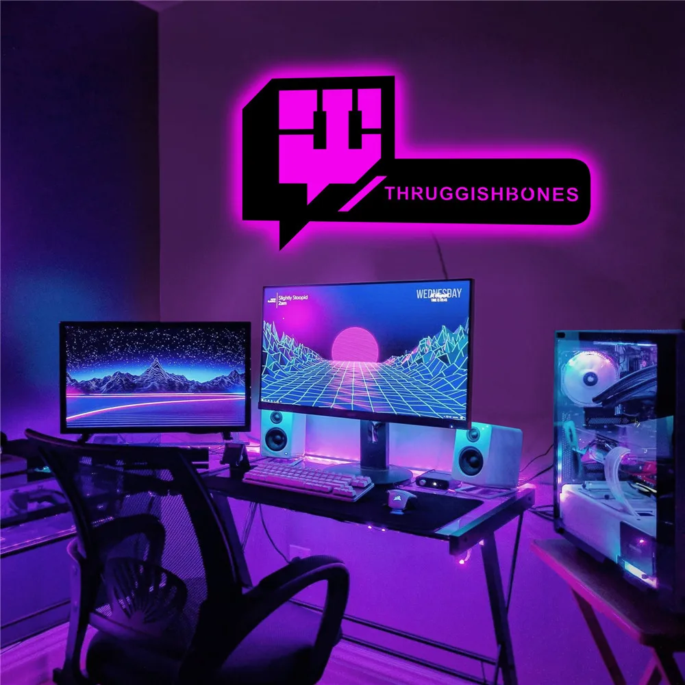 Personalize Username Twitch Led Neon Sign Wall Lamp Custom Gamer Tag for Gamer Room Decor Light Color/Mode/Brightness Adjustable