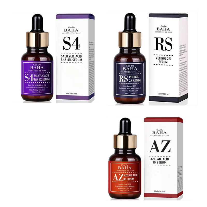 сыворотка cos de baha s4 salicylic acid bha 4% serum (30 мл). сыворотка rs retinol 2. кислотная сыворотка для проблемной кожи cos de baha bha salicylic acid 4% exfoliant serum. сыворотка ретинол cos de baha. сыворотка с ретинолом 2,5 % и витамином е cos de baha retinol 2.
