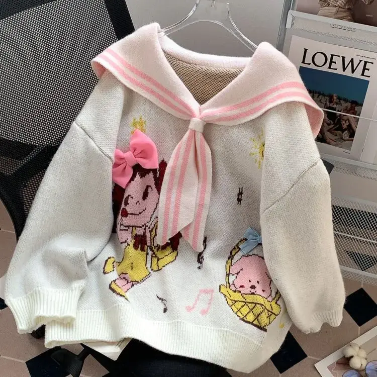 Пуловер Catoon Свободная Стильная Осенне-зимняя Верхняя Одежда Для Ленивых Женщин