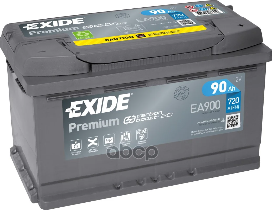 Аккумулятор Exide Premium 12V 90Ah 720A Etn 0(R+) B13 315X175x190mm 20.7Kg EXIDE арт. EA900