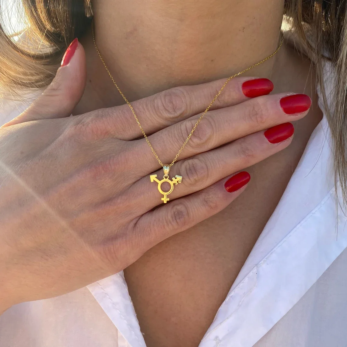 Ожерелье из нержавеющей стали, ювелирные изделия, ЛГБТ-гордость, трансгендер, ожерелье, подарок для нее, ему, рождественский подарок