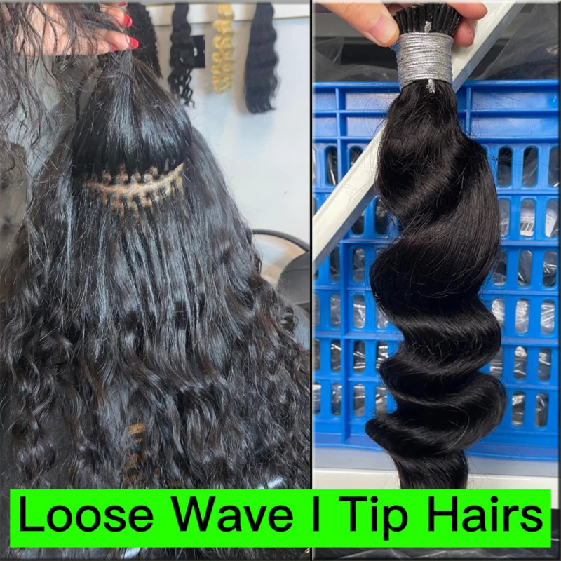 Loose Wave Microlinks Human Hair Extension For Black Women Girl Brazilian I Tip Hair Extensions Natural Virgin Itip Bundle Weave