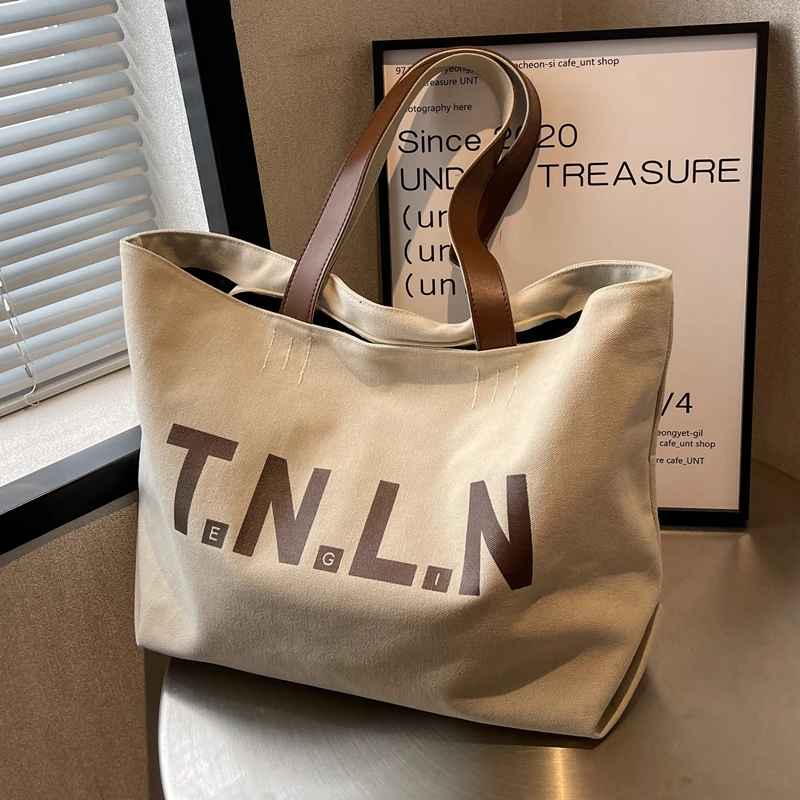 

New Simple And Large-Capacity Brand Letter Printing Versatile Western-Style High-Quality Texture Women'S Shoulder Tote Handbag