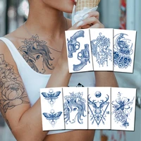 8pcslot fake tattoo sticker herbal juice ink long lasting waterproof temporary tattoos arm sleeve shoulder body art painting