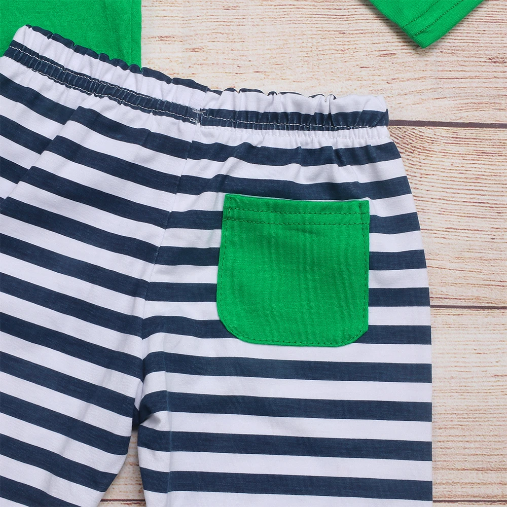 New Style Outfits Baby Boy Clothes Set Bebes Items Christmas Gift Tree Embroidery Bodysuit Stripe Pants Suit For 1-8T Babi Boys