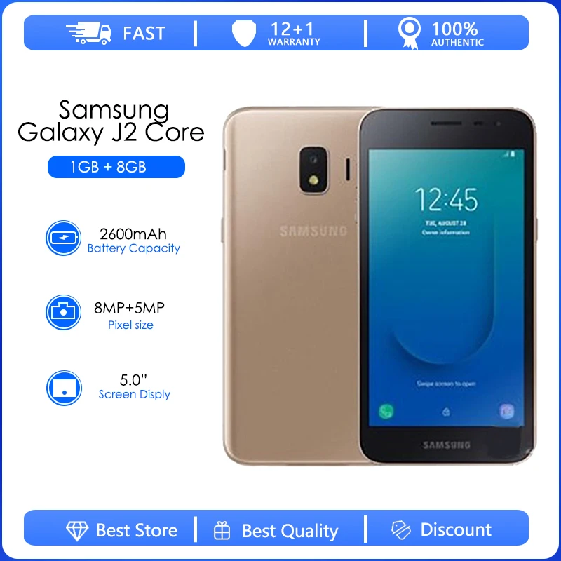 Восстановленный Оригинальный разблокированный телефон Samsung Galaxy J2 Core(2018) J260F 4G