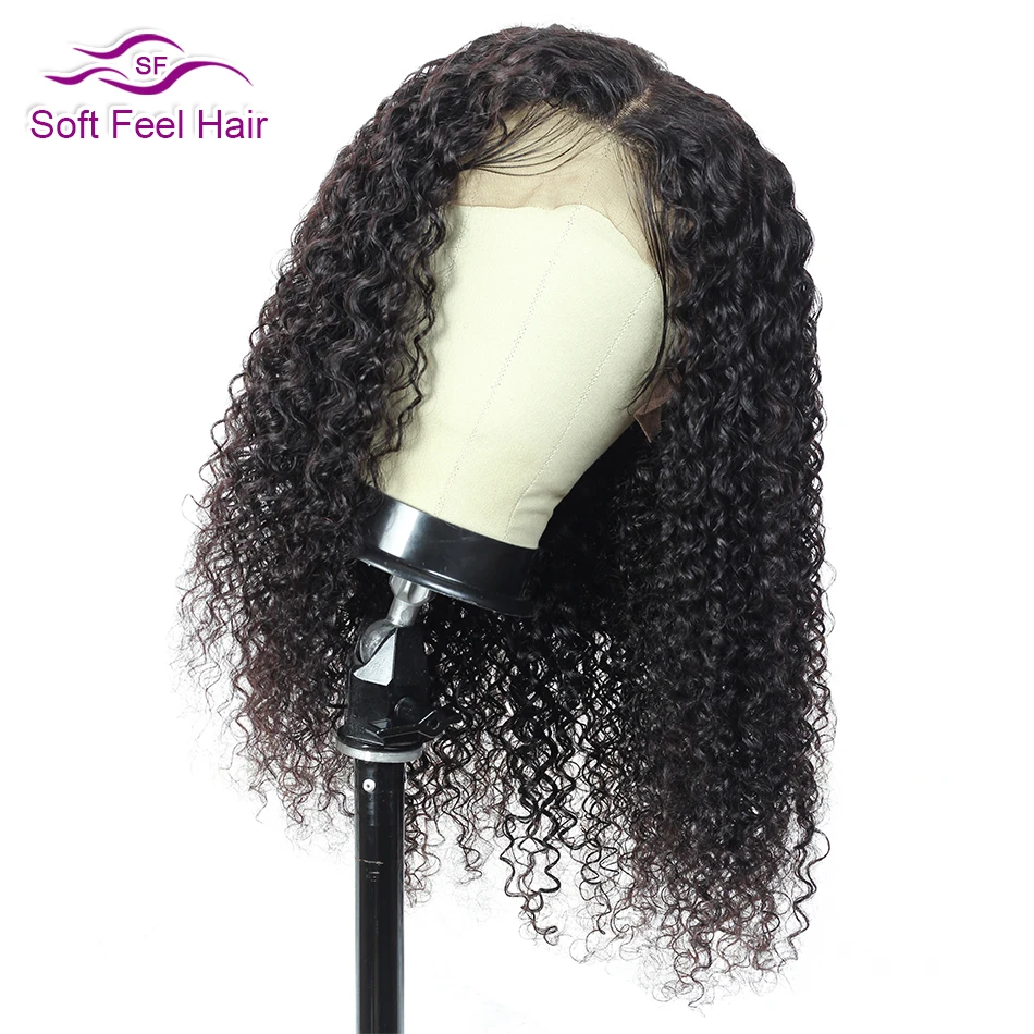 

13x4 Lace Frontal Wig HD Transparent Lace Brazilian Human Hair Kinky Curly Preplucked Hairline Natural Color Remy Hair for Women