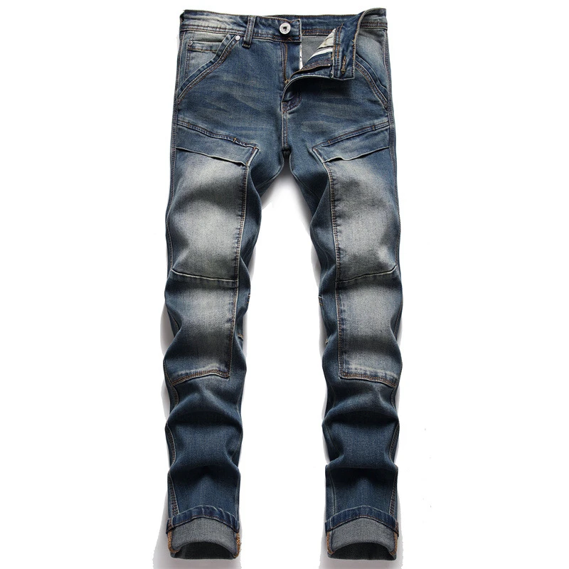 

2022 New Embroidery Wings Ripped Streewears Trousers Men Straight Pants Jeans Men Denim