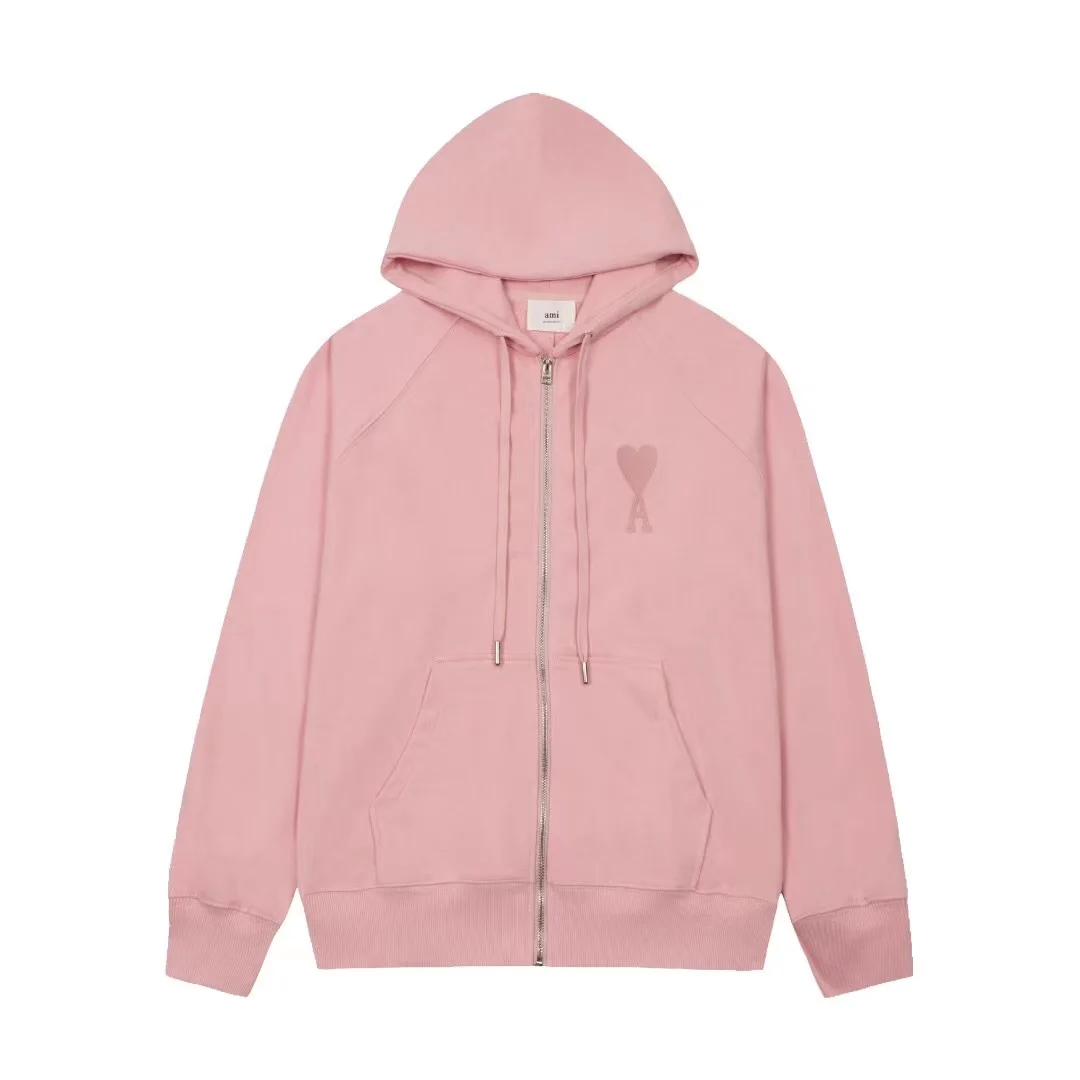 2022 New High Quality Hooded Casual Pure Color Sweaters Men and Women Love A Print Couple Pullover Sweaters Loose Cotton Jackets