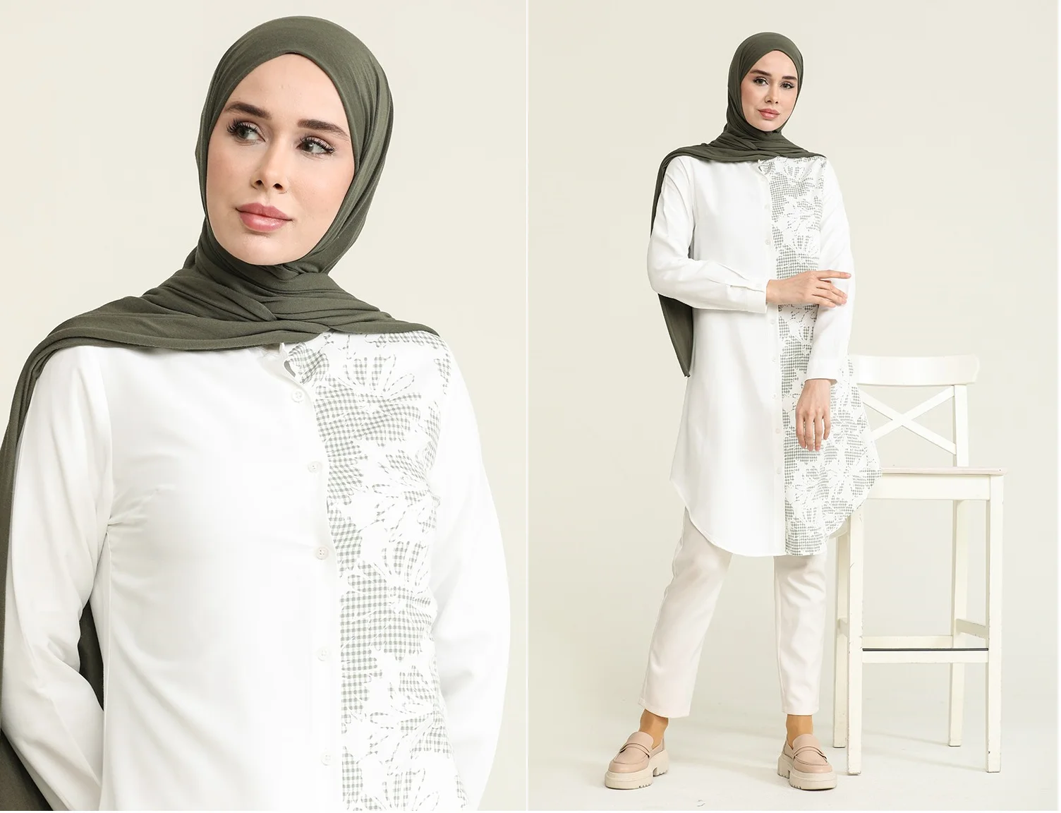 

4 seasons Muslim Women 'S shirt collar long-sleeve unlined button decorated Fashion stylish shirt tunic casual use daily clothing Islamic