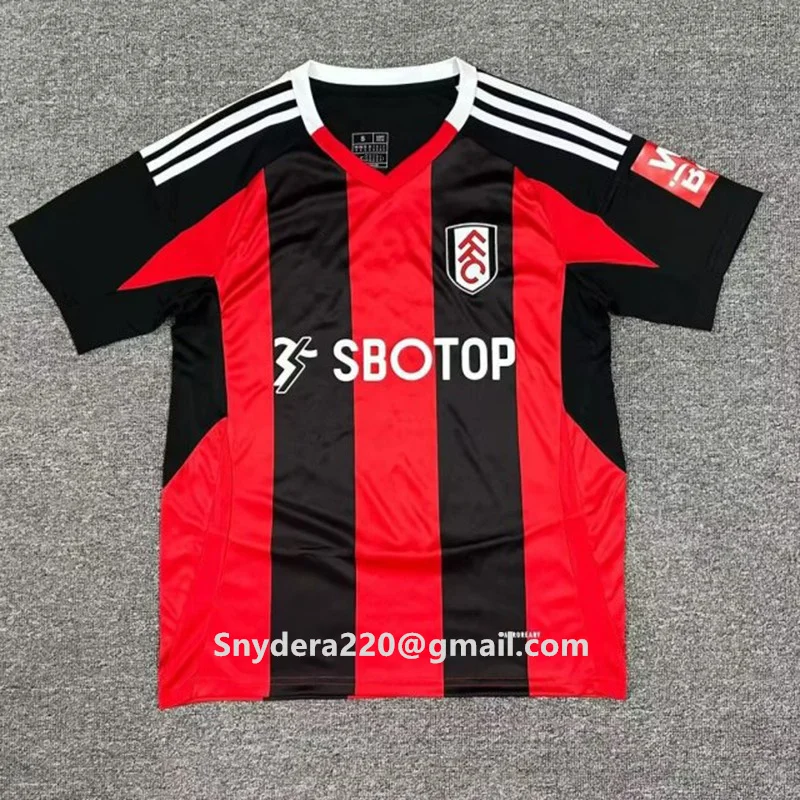 24/25 Fulham Away Красные быстросохнущие тренировочные рубашки