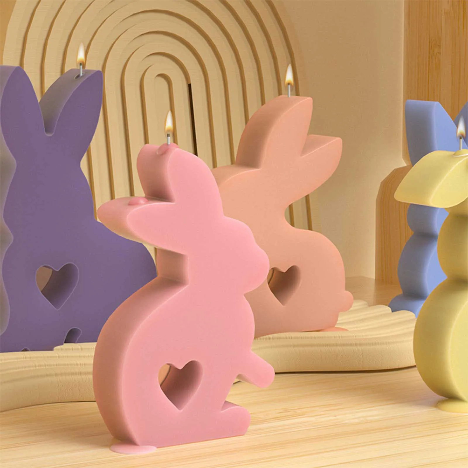 6 Силиконовых формочек для 3D-свечей с пасхальным кроликом - Формы кроликов