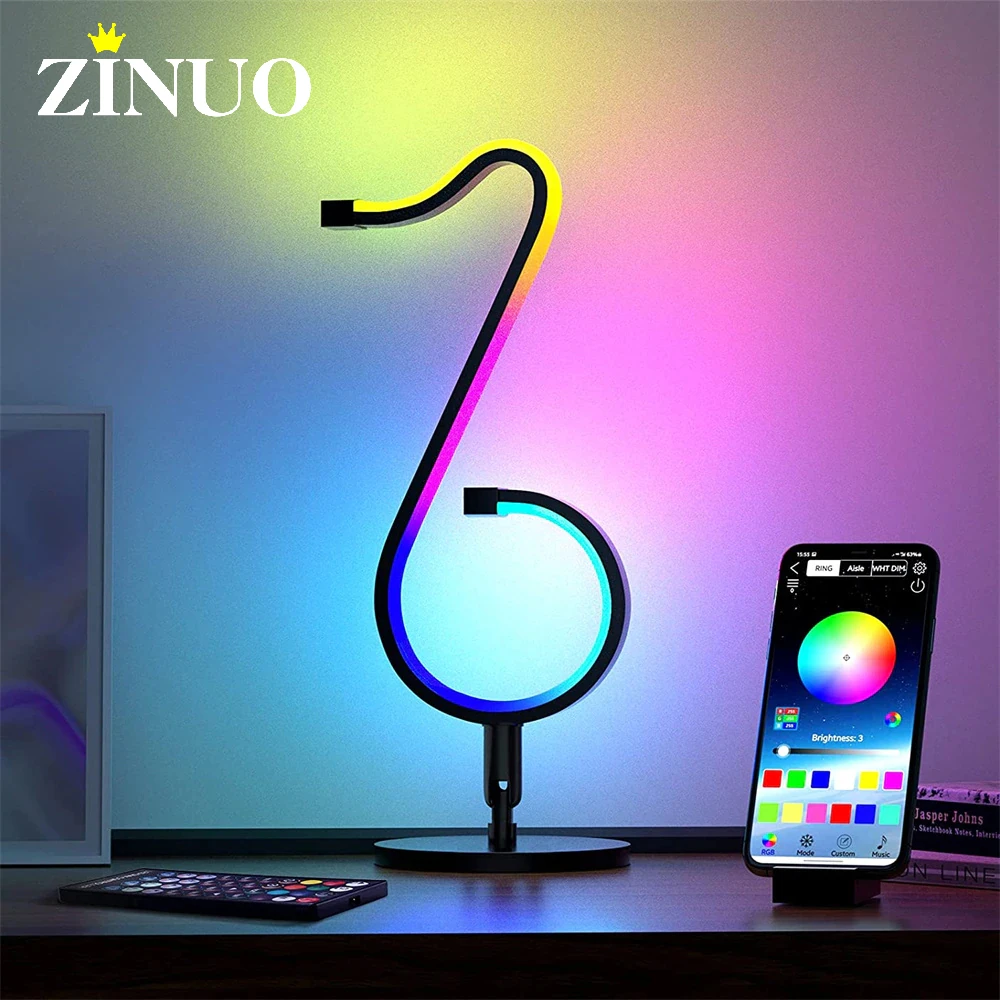 

RGB Led Musical Note Night Light Bluetooth-Dimmable App Remote Controled Table Wall Lamp Coloful Lamp for Home Room Decoration