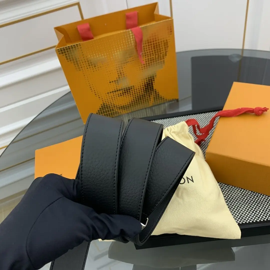 точная копия 1:1 Модный Новый Aurillon В Стиле Louis Vuitton Копия КлассичесКого Бутикового Металлического Кольца Мужской Ремень Из ВолоВьей Кожи