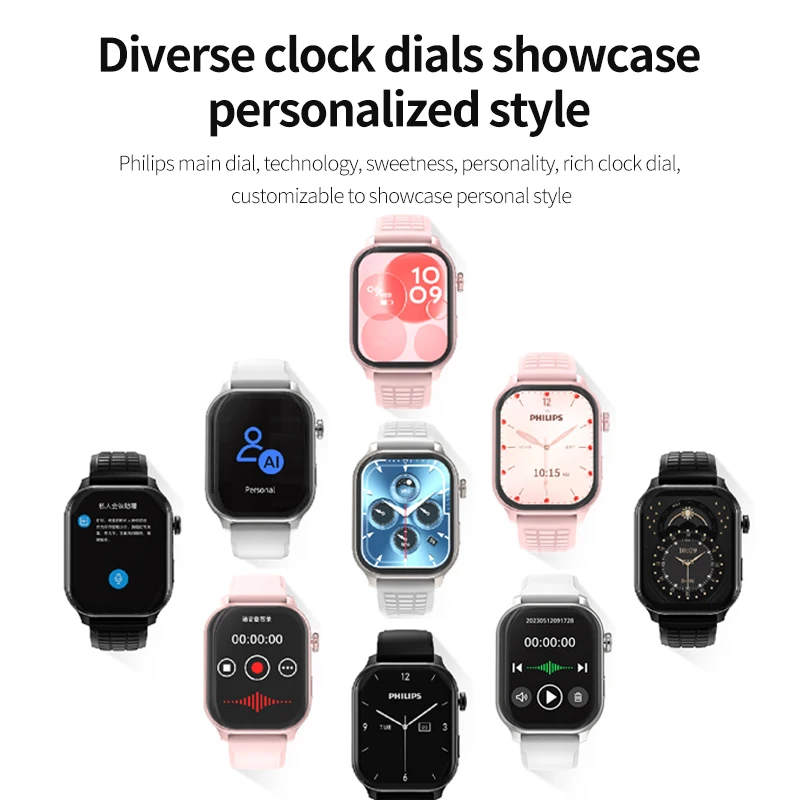 Philips AI Smartwatch Bluetooth Call Смарт-часы с полным сенсорным экраном и записью голоса (art.: 3920cbae8bc41) - 3920cbae8bc41