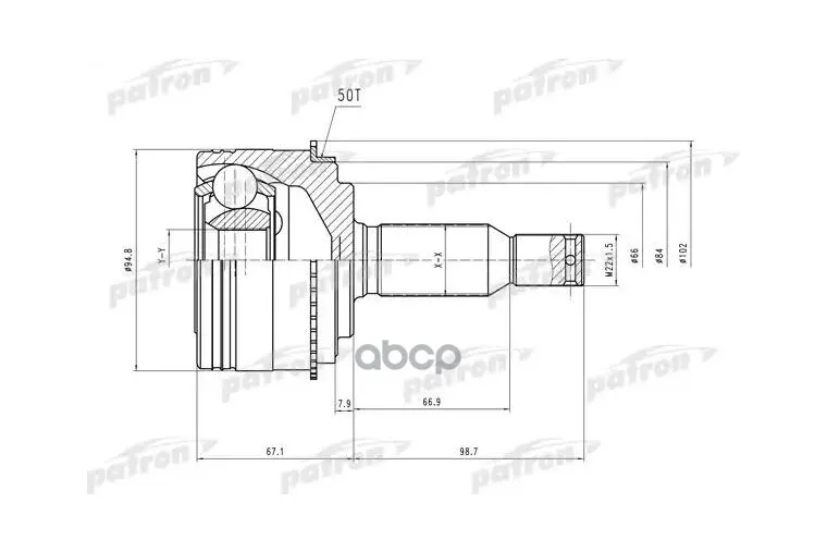 Шрус Наружн К-Кт [A:30, B:33, Abs:50] Mitsubishi: Pajero Iii 3.2 Di-D/3.5 V6 Gdi 00- PATRON арт. PCV2006