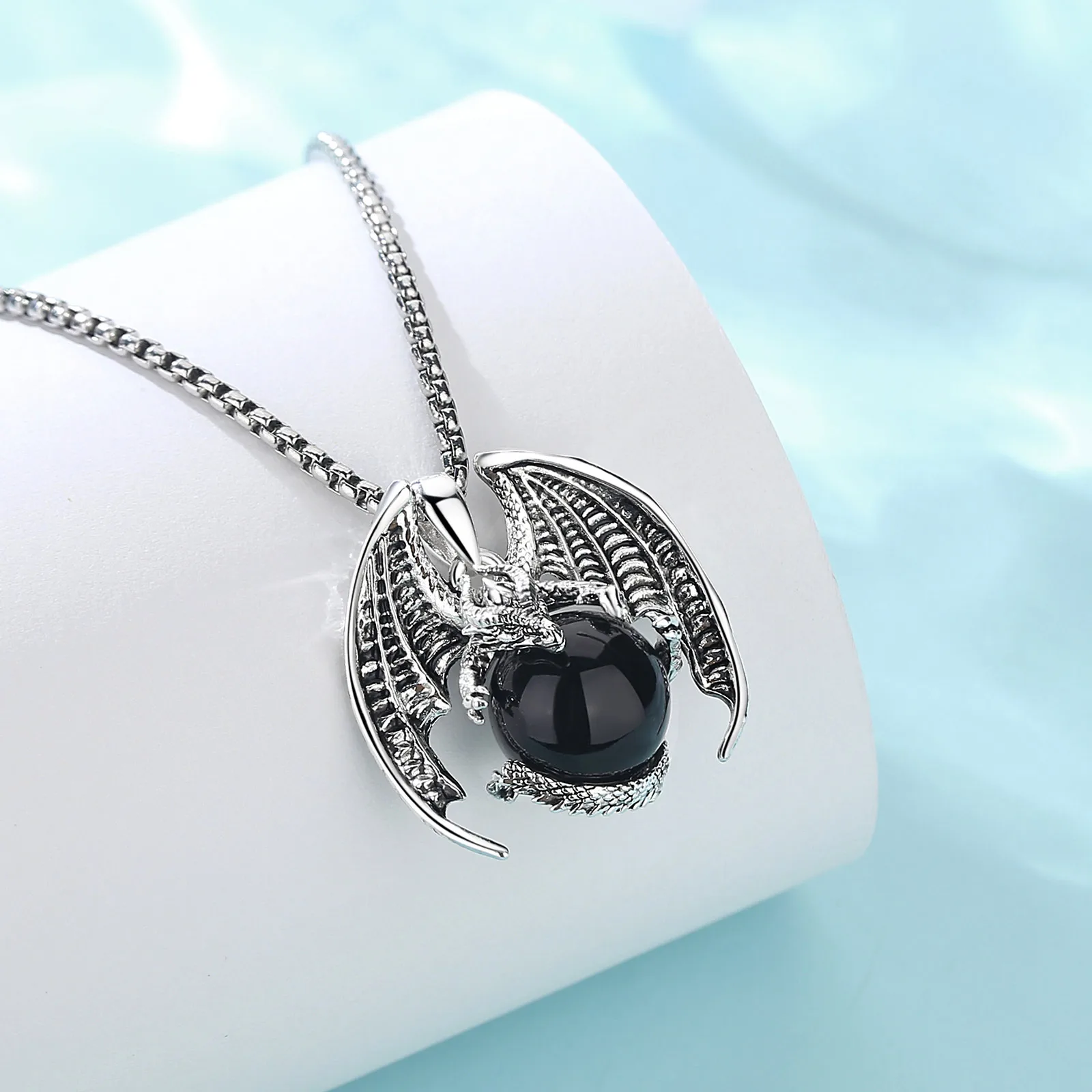 Ожерелье Eudora Gragon шар из обсидиана винтажное панк энергетическое