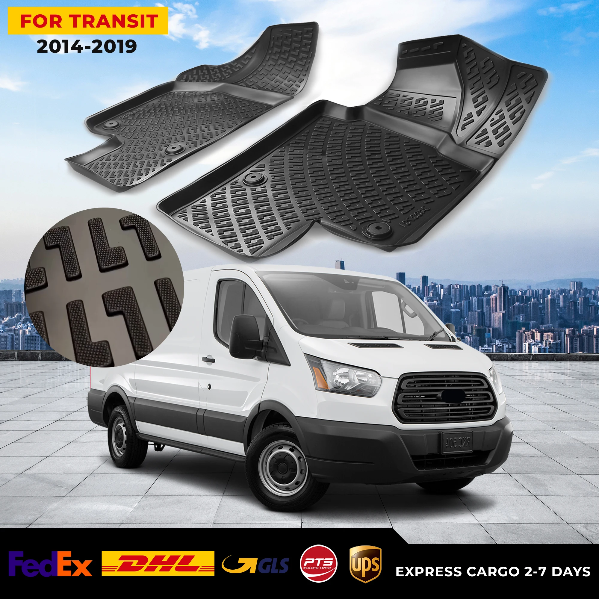

3D автомобильный напольный коврик для Ford Transit 2014-2019, водонепроницаемый специальный коврик для ног, аксессуары, коврики, Нескользящие