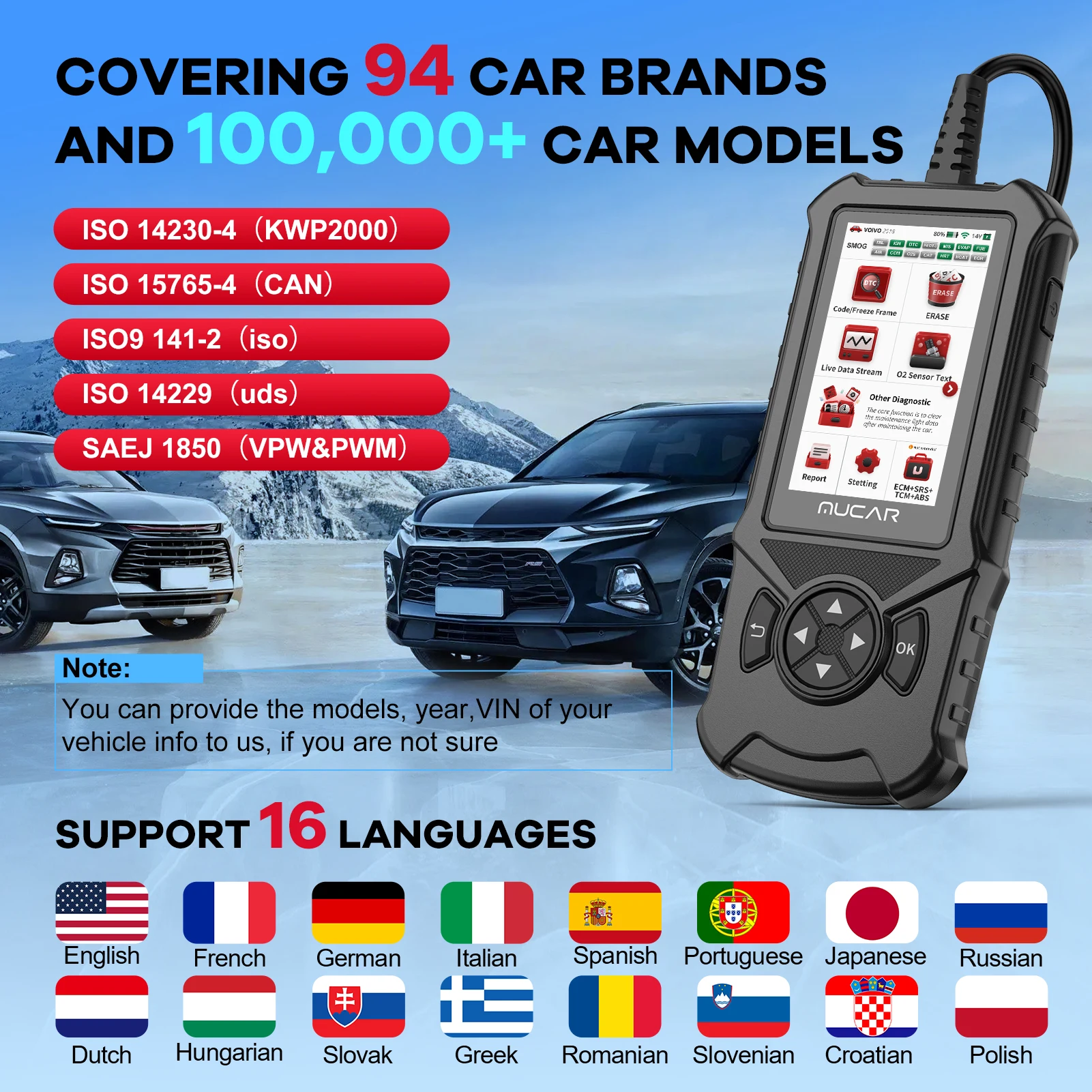 Диагностический сканер MUCAR CED900 Obd2 устройство для диагностики автомобиля