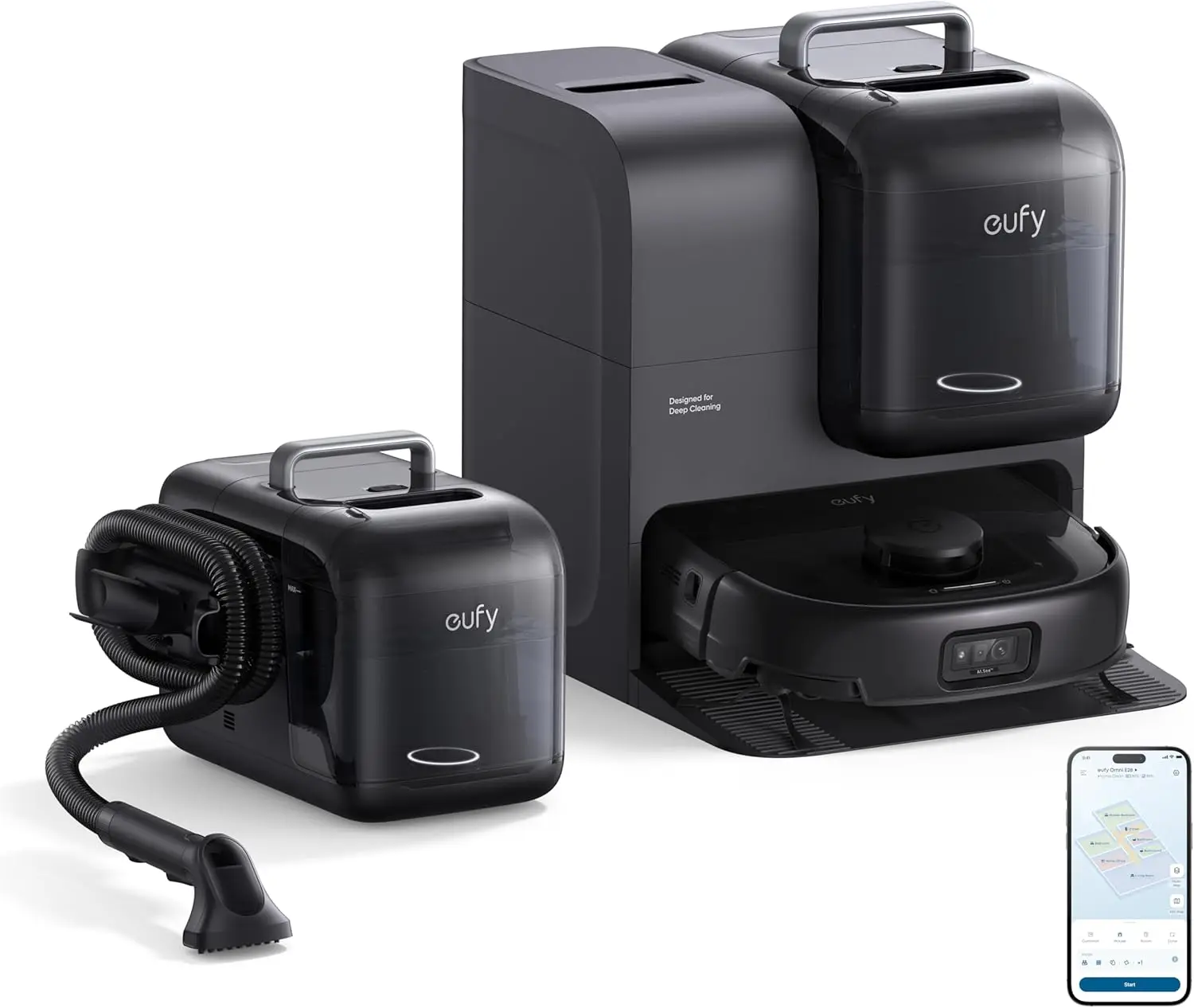 Совершенно новый робот-пылесос и швабра eufy E28 Omni — система HydroJet, с портативным глубоким пылесосом для ковров, 20 000 Па T (art.: 3920d411fdace) - 3920d411fdace