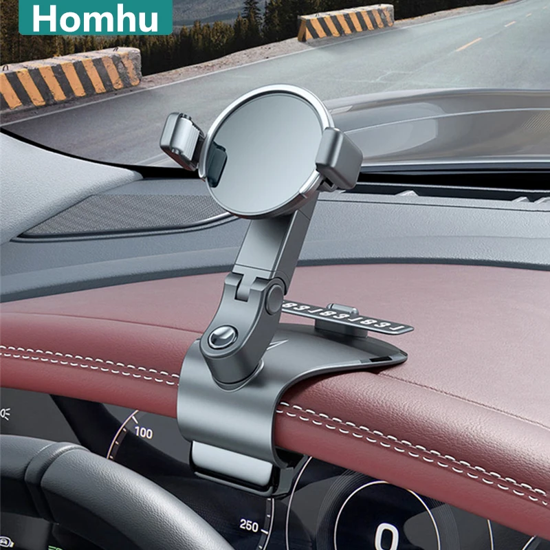 

Homhu Car Phone Holder For Dash Board Telephone Holder Car Clip Smartphone Bracket Rotation Multifunctional AR Navigation Stand