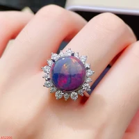 fine jewelry 925 sterling silver natural black opal large gemstone rings for men and women marry got engaged party girl gift new
