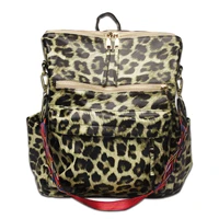 casual high capacity leopard print vegan leather lady women fashion pu backpack in stock brand designer crossbody bag dom1404