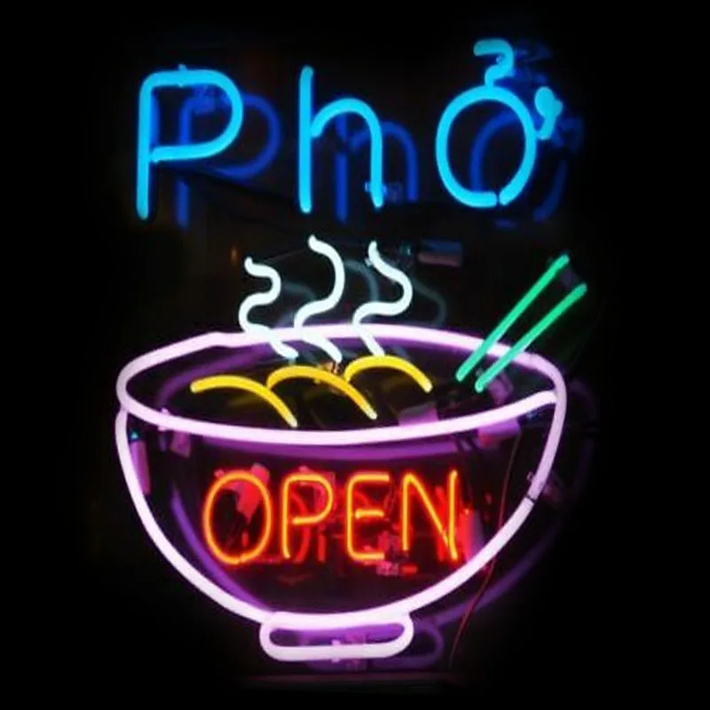 

Neon Sign PHO Open Vietnam Noodle Bowls Restaurant Neon Light Sign Arcade Store Food Handcraft Lamp Wall Decor Aesthetic Room