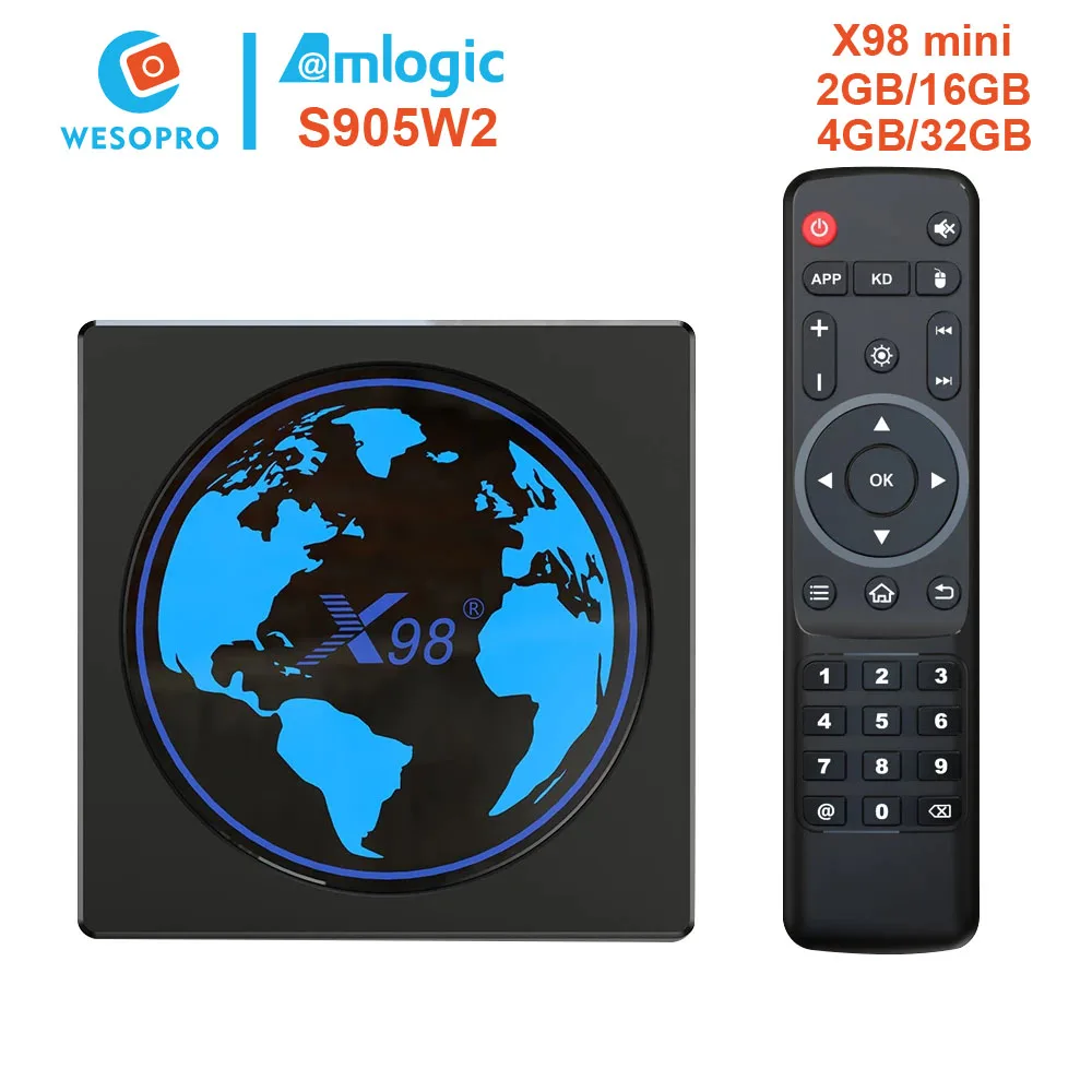 X98 Mini Android 11 TV Box with Amlogic S905W2 4GB RAM 32GB ROM Support AV1 2.4GHz 5.0GHz Wifi BT Google Media Player 2GB16GB