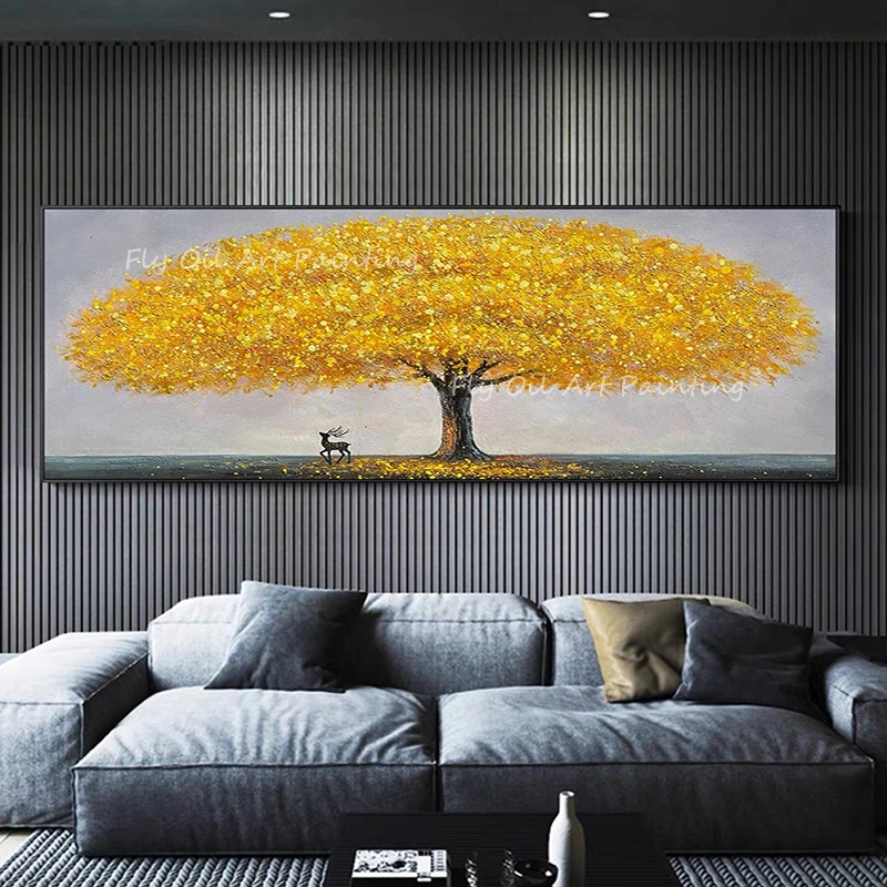 

100% Handmade large size high quality tree forest thick knife landscape Oil Painting Porch Aisle For Living Room unframe