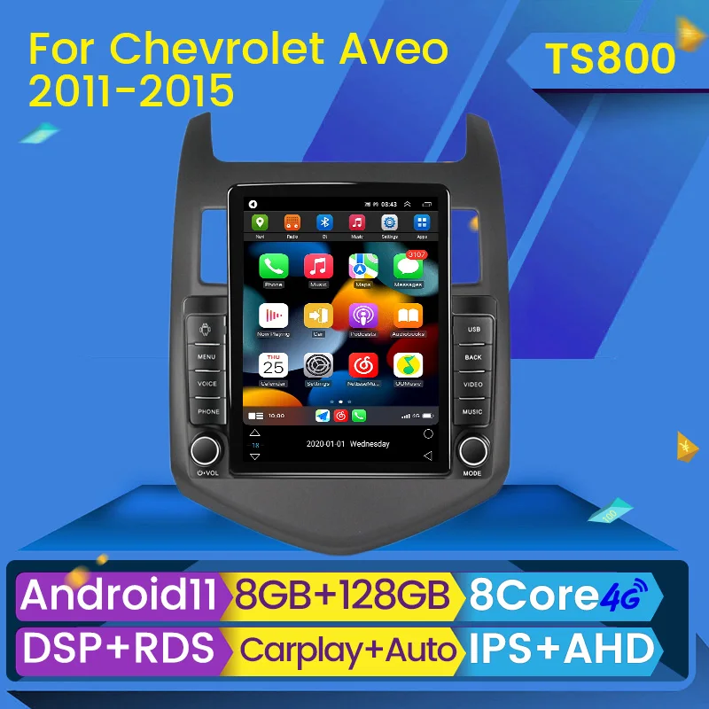 8G+128G Стерео Для Chevrolet Aveo 2 Sonic T300 2011 - 2015 Tesla Стиль Android Автомобильное Радио CarPlay Auto GPS