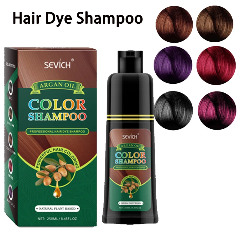 

Natural Organic Argan Oil Essence Black Hair Dye Shampoo For Cover Gray White Hair Permanent Red Hair Color Dye Shampoo SEVICH