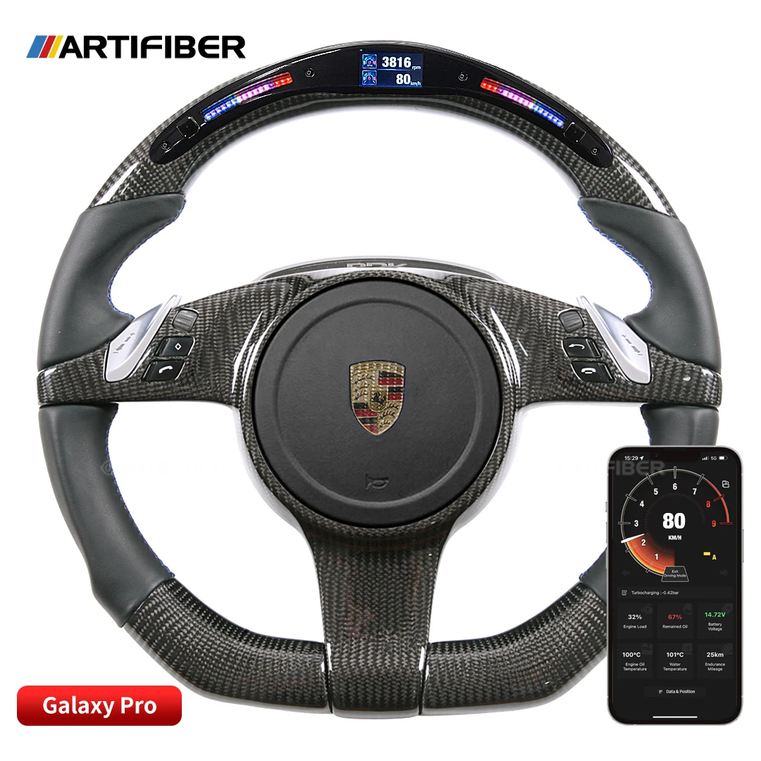 

100% Genuine Carbon Fiber LED Steering Wheel for Porsche 911,Cayenne, Cayman,Macan, Boxster,,Panamera, GT5,,Taycan, Spyder