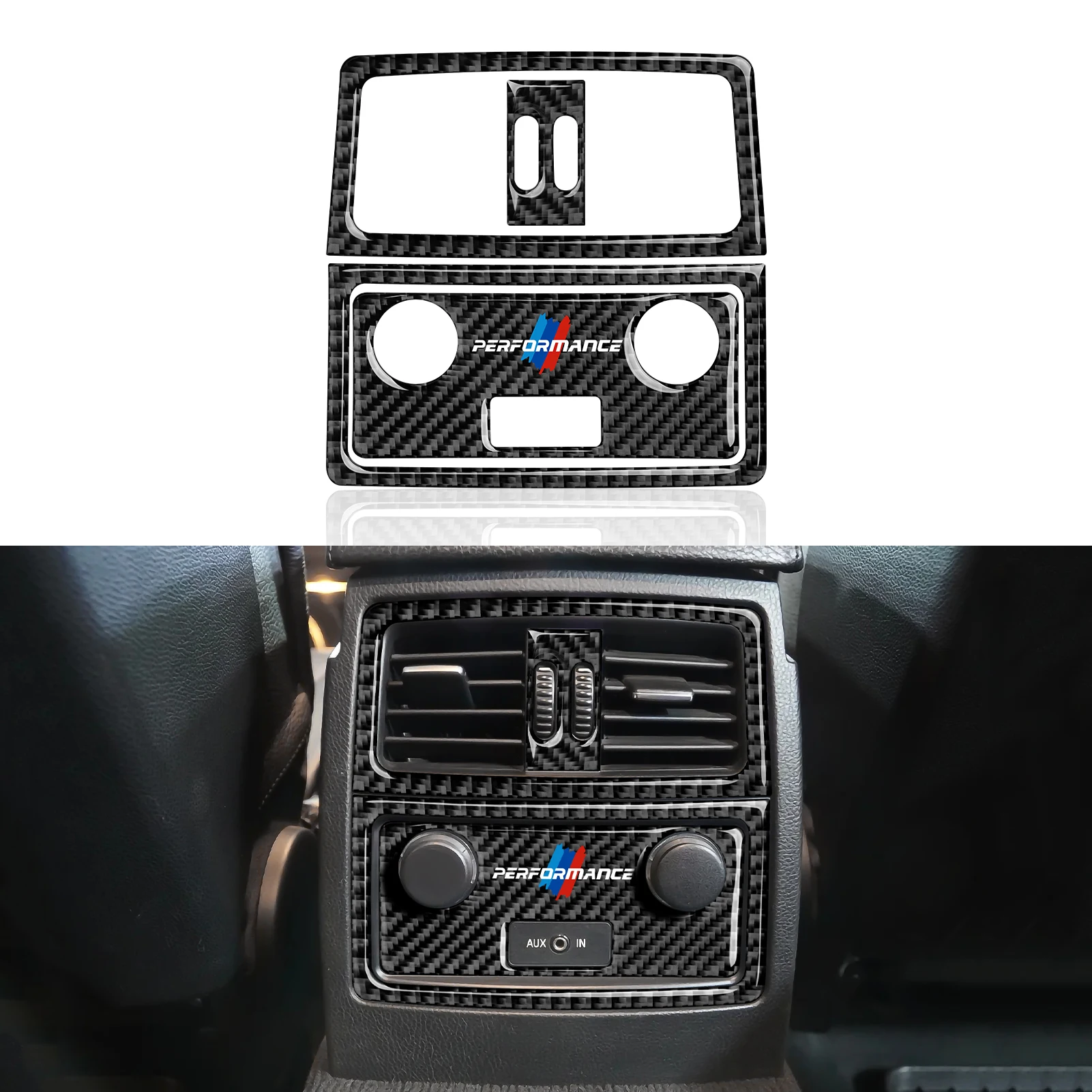 

Car Rear Air Vent Sticker AC Rear Air Conditioning Trim Carbon Fiber Decal For BMW E60 2003 -2010 Accessories