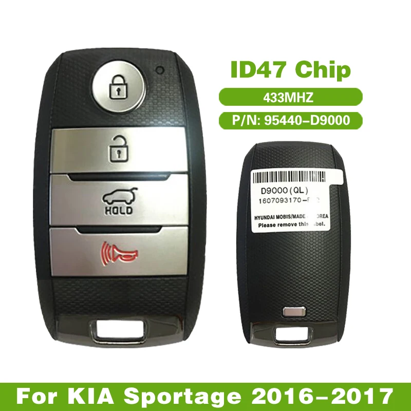 CN051045 satış sonrası akıllı uzaktan kumanda anahtarı KIA Sportage 2016-2017 parça numarası 95440-D9000 433Mhz ID47 çip