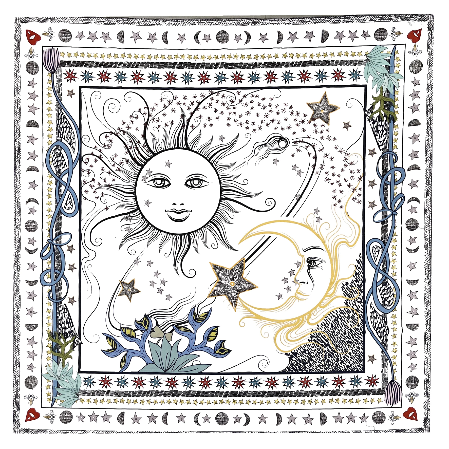 Гобелен JUXIVIUM Sun 3 3X3 фута белый со звездами и небесным дизайном настенный декор для