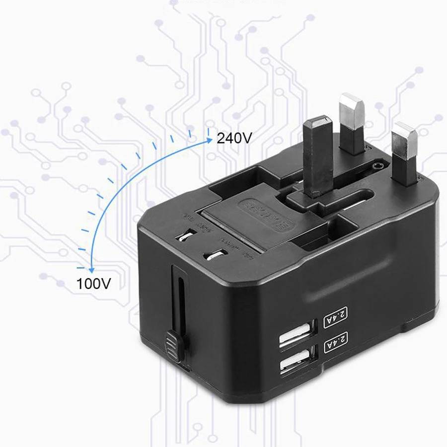 

2 USB Universal Travel Adapter All-in-one International World Travel AC Power Converter Plug Adaptor Socket EU US UK AU