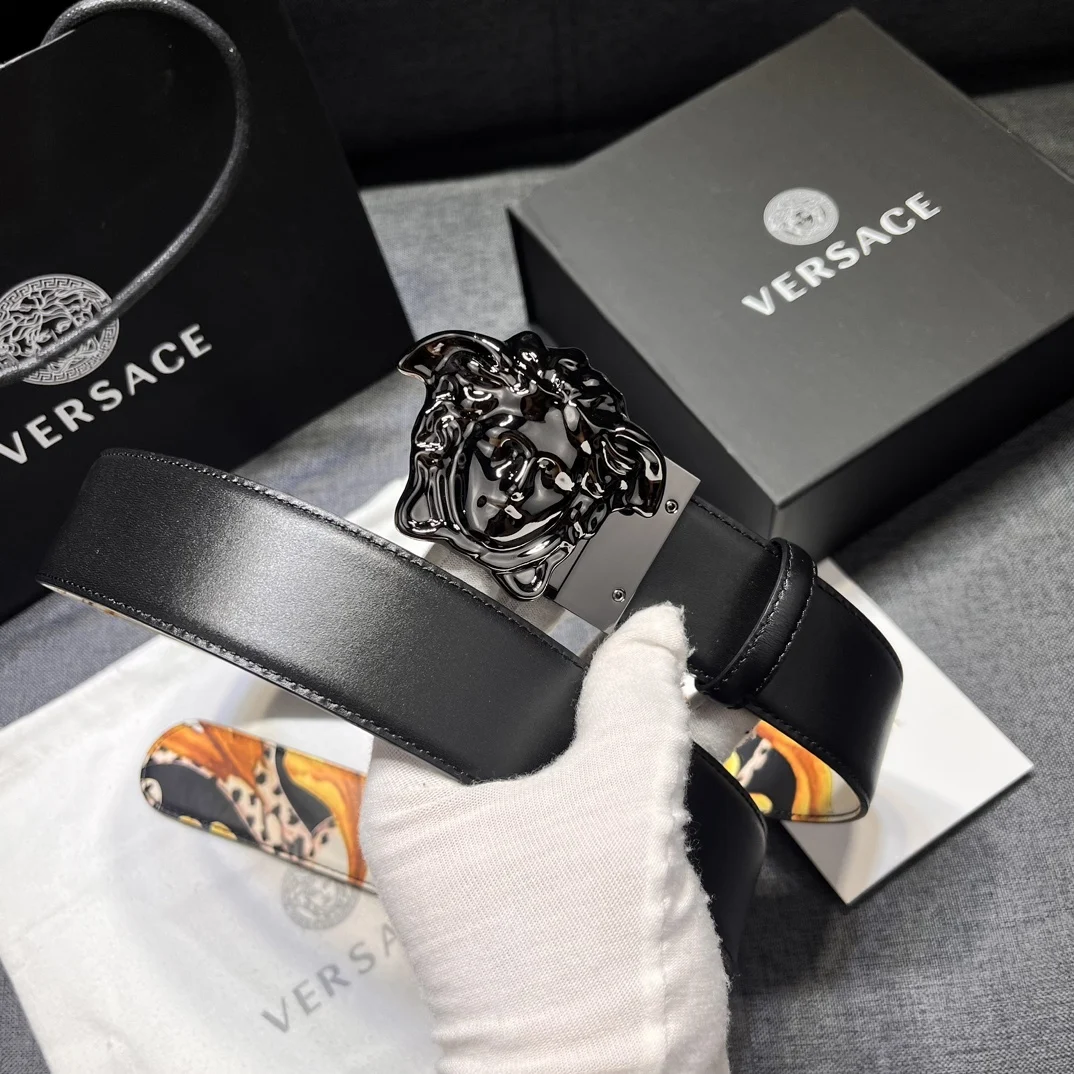 ln Стиль Ремень Versace Новый Высокое Качество Saffiano кожа Бондаж Принт 3D Medusa Пряжка