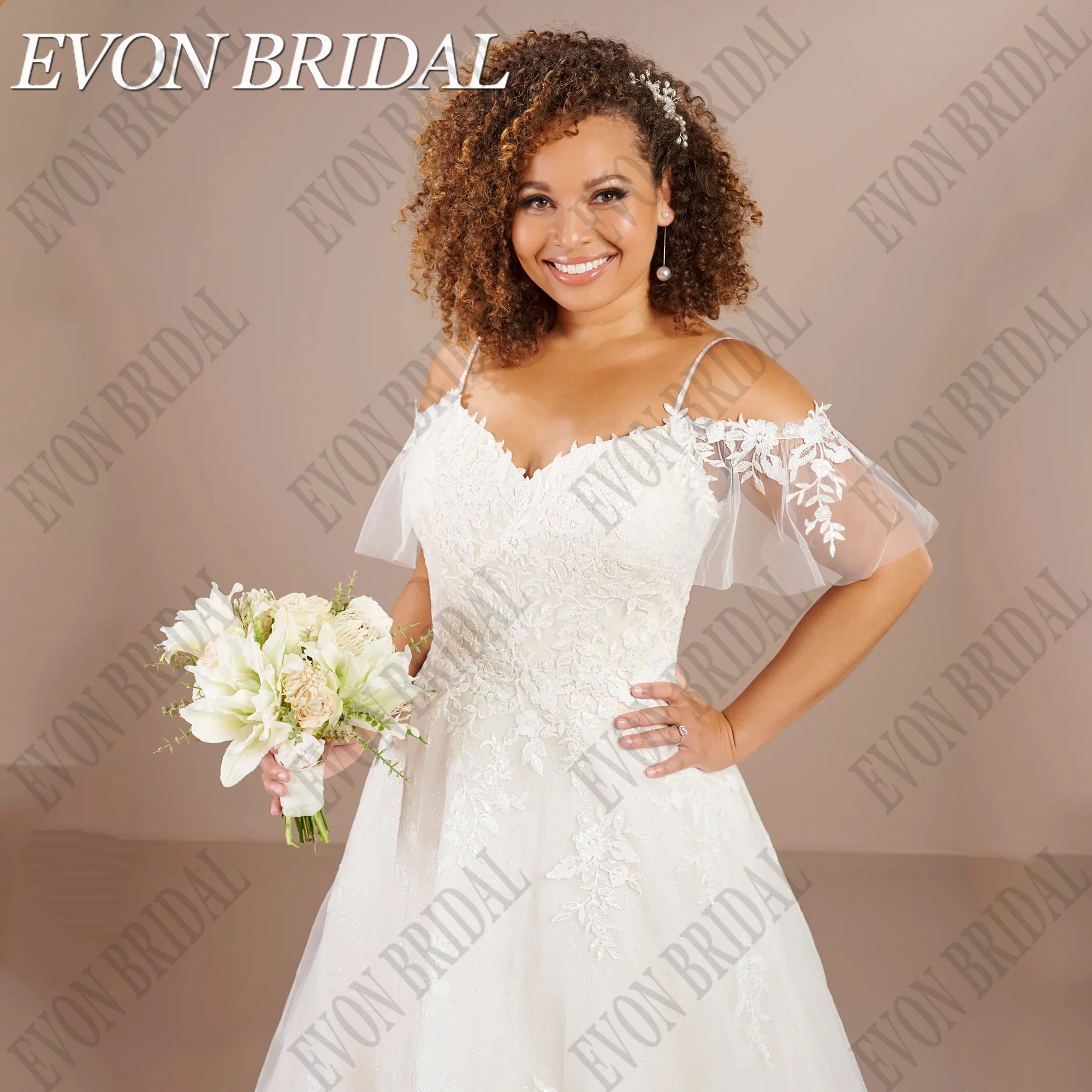 EVON свадебное богемное искусственное платье Кружевная аппликация V-образный