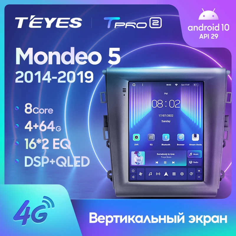 TEYES TPRO 2 Штатная магнитола For Форд Мондео 5 Ford Mondeo 2014 - 2019 Tesla style screen Тесла Стиль