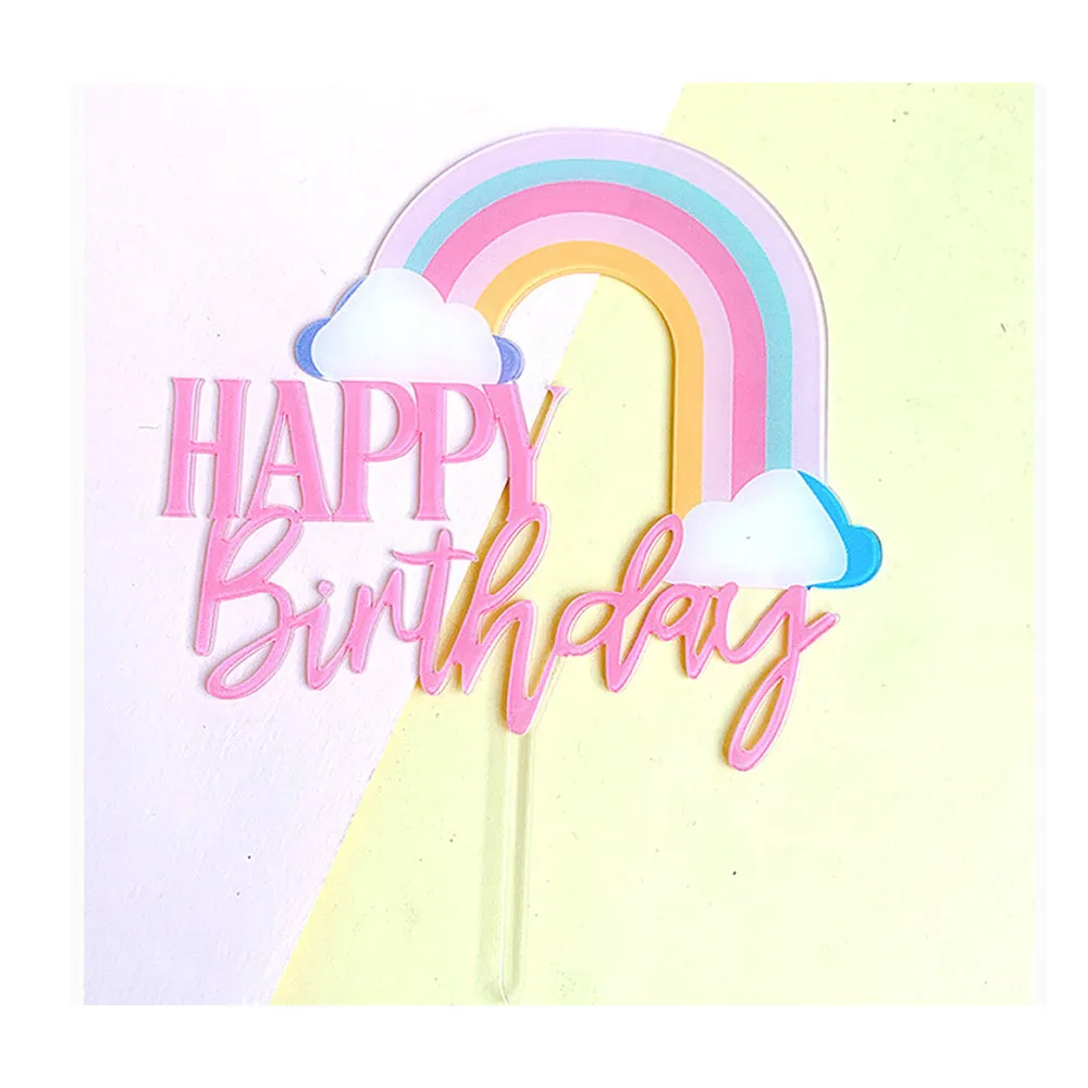 

Радужное облако, розовое искусственное украшение, карточка, мужская шляпа, акриловое украшение для торта на выпускной вечеринку, день рожде...