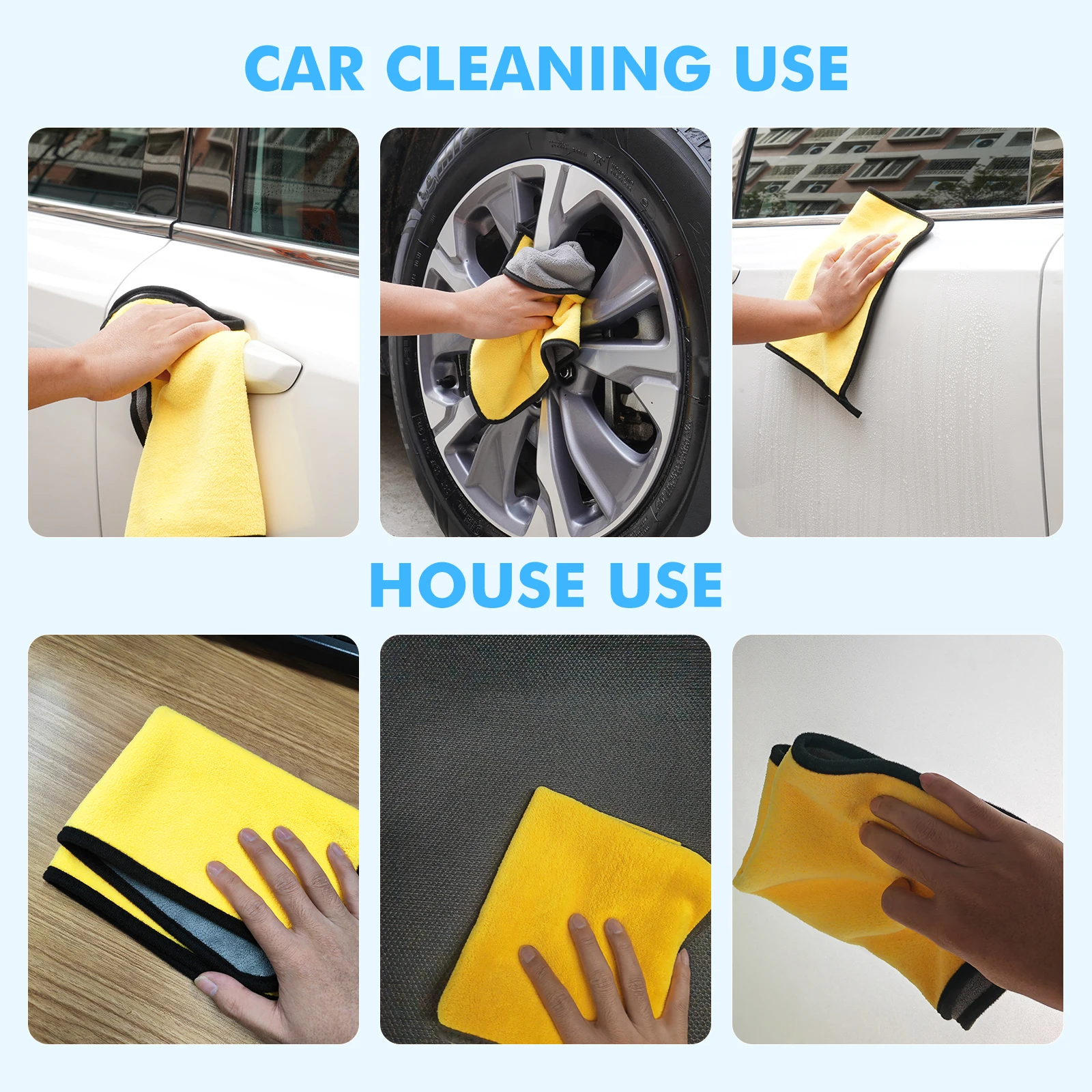 Microfiber Cloth Car Wash Towel Motorcycle Car Drying Towel Wash Auto Detailing Cloth Cleaning Tools 30*40cm 25*25cm images - 6