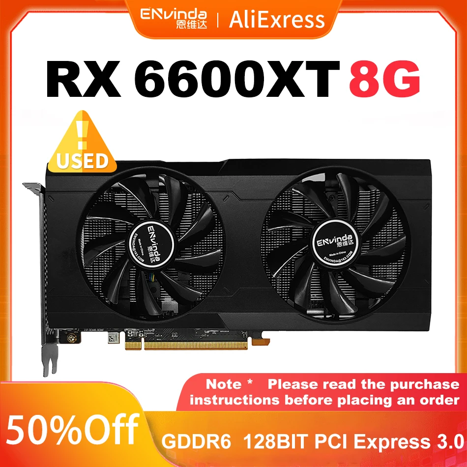 

ENVINDA RX6600XT 8G Graphics Card Card With 128 Bit Graphics Card GDDR6 AMD RX 6600XT 8G Desktop Computer