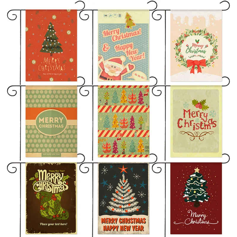 

Happy Christmas Advent Wreath Christmas Tree Double Sided For Winter Holiday Outdoor Yard Decorative Flag