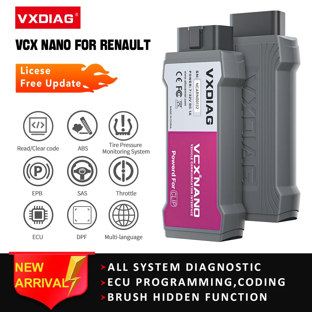 

Newest VXDIAG VCX NANO RVDIAG For Renault Automotive OBD2 Scanner All System Diagnosis ECU Coding J2534 Programming Services