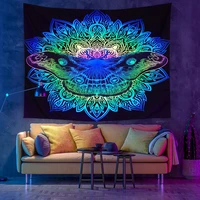uv light animal tapestry neon owl elephant dog blankets wall hanging for guys background cloth home bedroom decoration aesthetic