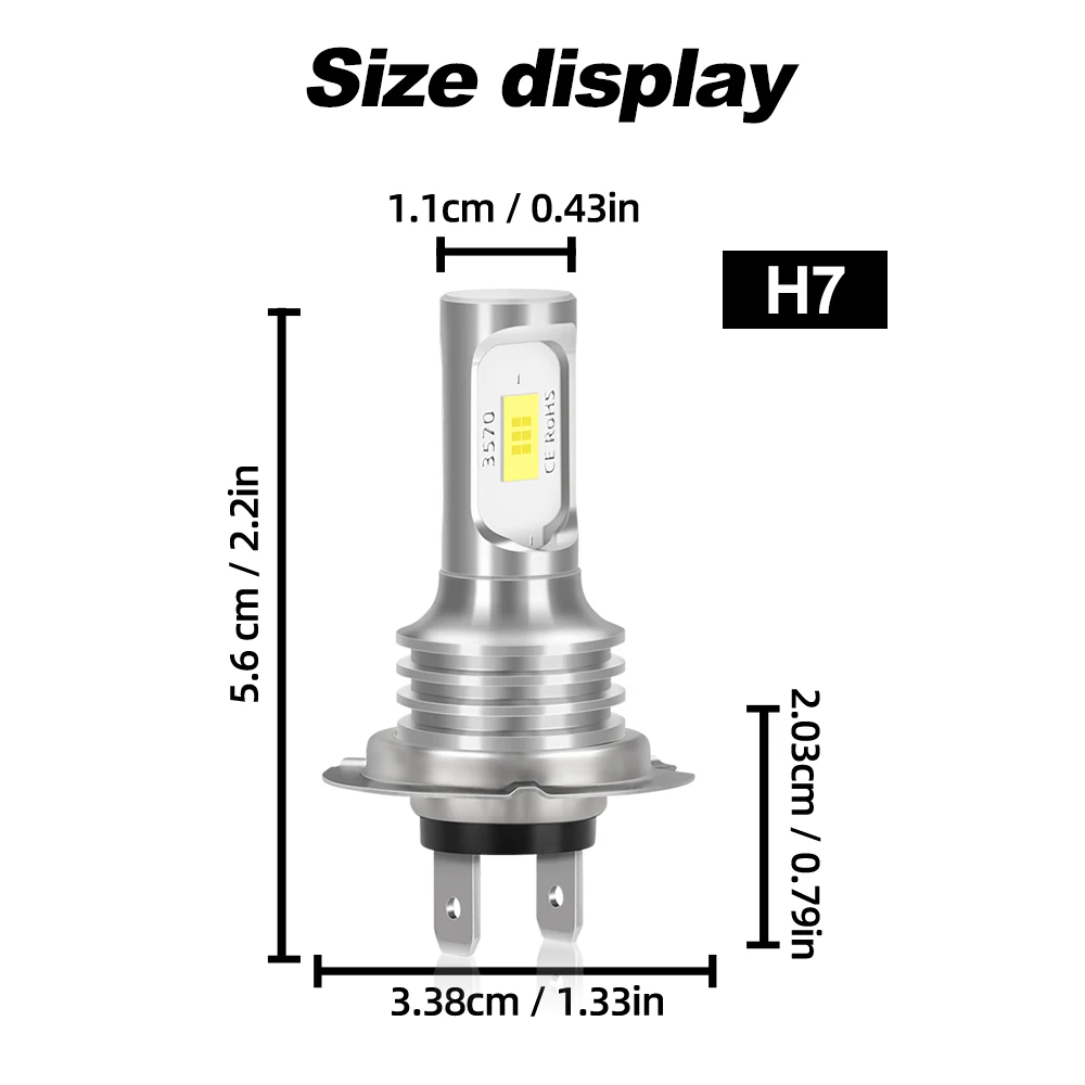 

2 шт. 3570 CSP H7 H11 Светодиодные противотуманные фары 20000LM 9005 9006 Противотуманные фары 6000K Белые автомобильные аксессуары 12 В Plug And Play 360 градусов освещение 100 Вт