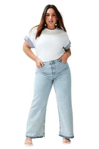 Женские джинсы Trendyol Curve с завышенной талией и цветными блоками, большие размеры